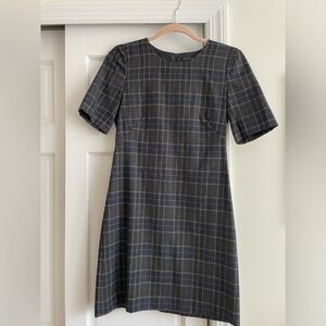 Black/grey plaid short sleeve Theory dress